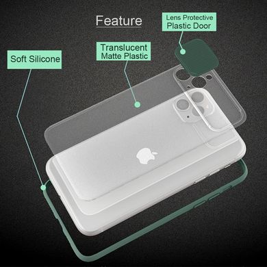 Чехол с защитой камеры MIC Clear Slide Camera для iPhone XS Max - Green, цена | Фото