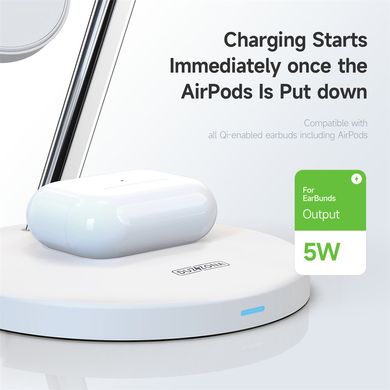 Док-станция с MagSafe DUZZONA W9 3-in-1 Wireless Charger Stand - White, цена | Фото