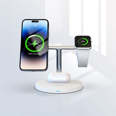Док-станція з MagSafe DUZZONA W9 3-in-1 Wireless Charger Stand - White, ціна | Фото
