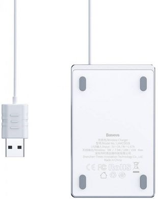Беспроводное зарядное устройство Baseus Card Ultra-Thin 15W (with USB cable 1m) Wireless Charger Silver (WX01B-S2), цена | Фото