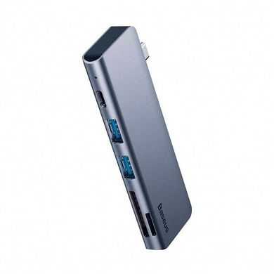 Адаптер Baseus HUB Adapter Type-C to USB 3.0 x 2/SD/TF/Type-C PD - Gray (CAHUB-K0G), ціна | Фото