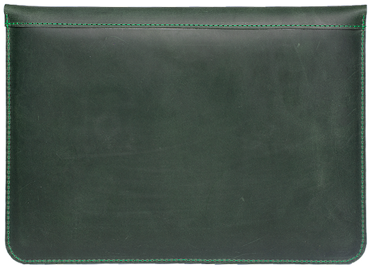 Шкіряний чохол ручної роботи INCARNE LINE для будь якого ноутбука (індивідуальний пошив) - Зелений, ціна | Фото