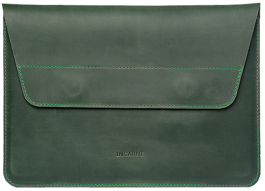 Шкіряний чохол ручної роботи INCARNE LINE для будь якого ноутбука (індивідуальний пошив) - Зелений, ціна | Фото