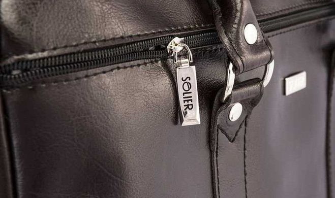 Шкіряна сумка для ноутбука через плече каштанова Solier SL03, ціна | Фото