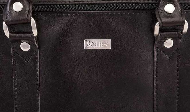 Шкіряна сумка для ноутбука через плече каштанова Solier SL03, ціна | Фото