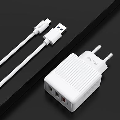 Зарядний пристрій + кабель Micro USB FONENG EU32 (2xUSB/1x USB QC), ціна | Фото