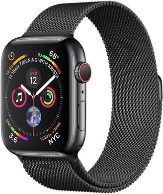 Apple Watch Series 4 (GPS+Cellular) 40mm Space Black Stainless Steel Case With Black Milanese Loop (MTUQ2), цена | Фото