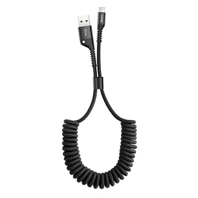 Кабель Baseus Fish-Eye Spring Data Cable USB Lightning 1m - Black (CALSR-01), ціна | Фото