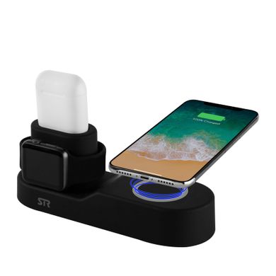 Док-станция STR 4 in 1 Wireless Charging Station for iPhone / Apple Watch / AirPods (WC-30-WH) - White, цена | Фото