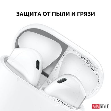 Нікелеві захисні наклейки AHASTYLE для Apple AirPods із бездротовим зарядним футляром - срібний (AHA-01682-SLR), ціна | Фото