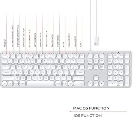 Провідна клавіатура Satechi Aluminum USB Wired Keyboard Silver US (ST-AMWKS), ціна | Фото