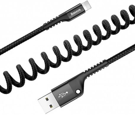 Кабель Baseus Fish-Eye Spring Data Cable USB Lightning 1m - Black (CALSR-01), ціна | Фото