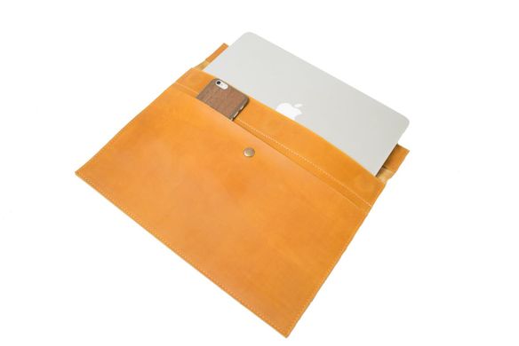 Шкіряний чохол Handmade Sleeve для MacBook 12/Air/Pro/Pro 2016 - жовтий (03005), ціна | Фото