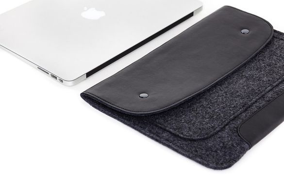 Повстяний чохол-конверт Gmakin для MacBook Pro Retina 15 (2012-2015) / Pro 15 (2016-2019) / Pro 16 (2019) / Pro 16 (2021) M1 - Black (GM01-15), ціна | Фото