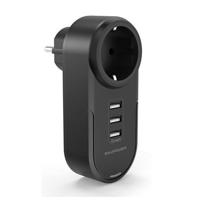 Зарядний пристрій RAVPower Power Strip 4-in-1 Mini Surge Protector (1 AC Outlet + 3 USB Ports) iSmart 2.0, Black, ціна | Фото