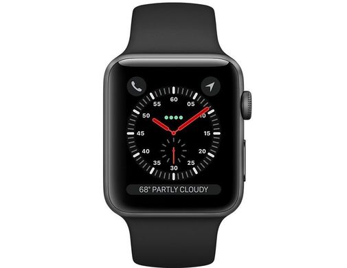 Apple Watch Series 3 (GPS + LTE) 42mm Space Gray Aluminum Case with Black Sport Band, цена | Фото