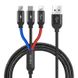 Кабель WIWU Atom 3 in 1 Lightning / Type-C / Micro USB Charging and Synic Cable (1.2m) - Black, цена | Фото 1