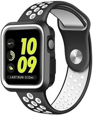 Ремешок с чехлом STR Nike Sport Band with Case for Apple Watch 42/44 mm - Black / White, цена | Фото