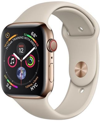 Apple Watch Series 4 (GPS+Cellular) 40mm Gold Stainless Steel Case With Stone Sport Band (MTUR2), ціна | Фото