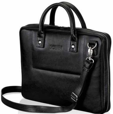 Шкіряна сумка для ноутбука Чорна 15.6 BELFAST Solier SL21, ціна | Фото
