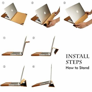 Чохол JisonCase Leather Stand for MacBook Pro 13 (2016-2020) - Brown (JS-PRO-13R20), ціна | Фото