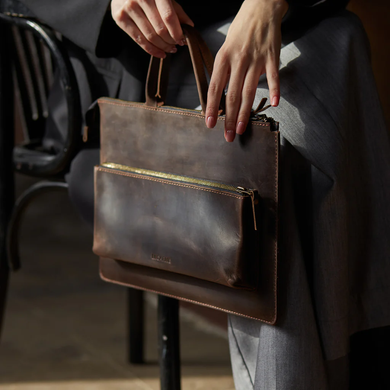 Кожаный чехол-сумка ручной работы INCARNE MARYLAND для любого ноутбука (индивидуальный пошив) - Серый, цена | Фото