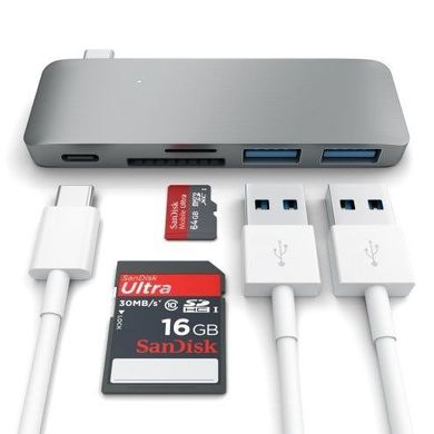 Адаптер Satechi Type-C USB 3.0 Passthrough Hub - Silver (ST-TCUPS), ціна | Фото