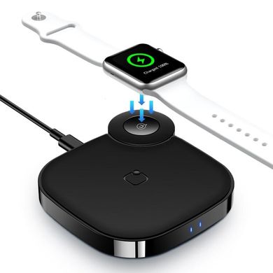 Бездротовий зарядний пристрій для iPhone и Apple Watch USAMS 2IN1 Wireless Charger - Black (US-CD89), ціна | Фото