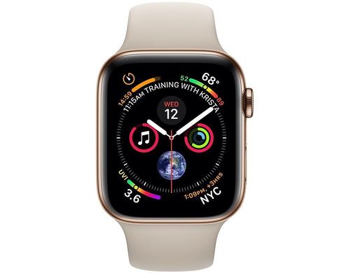Apple Watch Series 4 (GPS+Cellular) 40mm Gold Stainless Steel Case With Stone Sport Band (MTUR2), цена | Фото