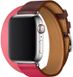 Ремешок STR Apple Watch Hermes - 38/40/41 mm (Series SE/7/6/5/4/3/2/1) Bordeaux/Rose Extrême/Rose Azalée Swift Leather Double Tour, цена | Фото 1