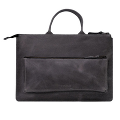 Шкіряний чохол-сумка ручної роботи INCARNE MARYLAND для будь якого ноутбука (індивідуальний пошив) - Сірий, ціна | Фото