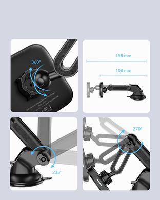 Автотримач (на присосці)із бездротовою зарядкою з MagSafe ESR HaloLock Magnetic Wireless Car Charger (тільки для iPhone 12 | 13 Series) - Black, ціна | Фото