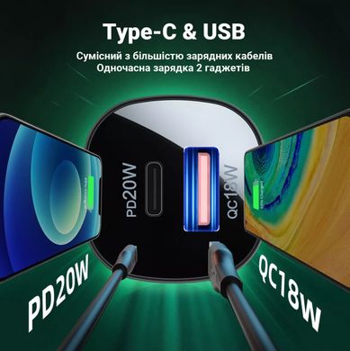 Автомобільний зарядний пристрій Acefast B1 Mini 38W (Type-C + USB) - Black, ціна | Фото
