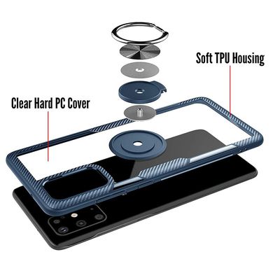 TPU+PC чехол Deen CrystalRing под магнитный держатель для Samsung Galaxy S20+ - Бесцветный / Темно-зеленый, цена | Фото