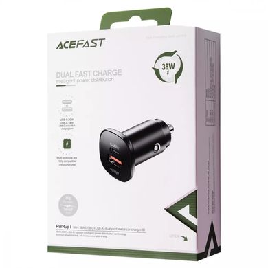 Автомобильное зарядное устройство Acefast B1 Mini 38W (Type-C + USB) - Black, цена | Фото
