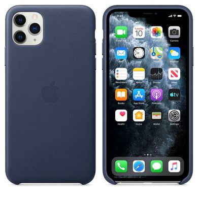 Чехол Apple Leather Case for iPhone 11 Pro Max - Midnight Blue (MX0G2), цена | Фото