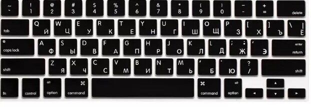 Накладка на клавиатуру STR для MacBook 12 / Pro 13 (2016-2019) - Черная US (без Touch Bar) (с русскими буквами), цена | Фото