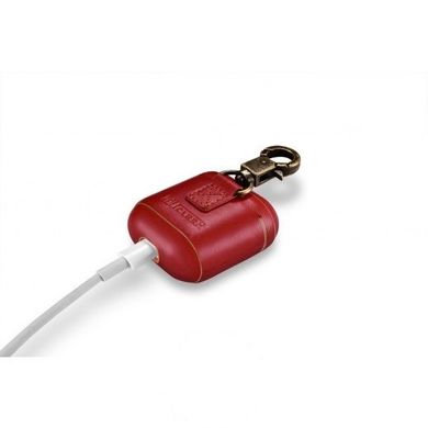 Шкіряний чохол для AirPods iCarer Vintage Leather Case with The Metal Hook - Red (IAP003-RED), ціна | Фото