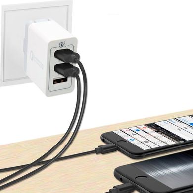 Зарядний пристрій STR Power Adapter 3 USB Port Quick Charge 3.0 - White, ціна | Фото