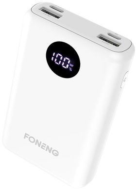 Портативний зарядний пристрій FONENG Q10 PD+QC PowerBank (10000 mAh) - White, ціна | Фото