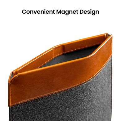 Чохол-папка на магніті Tomtoc Felt & Leather Sleeve for MacBook Air 13 (2018-2020) | Pro 13 (2016-2022) - Brown, ціна | Фото
