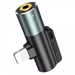 Переходник Hoco 2 в 1 Lightning to 3.5 mm - Black, цена | Фото