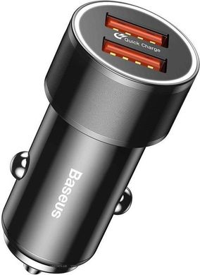 Автомобільний зарядний пристрій Baseus Small Screw Dual-USB Quick Charge Car Charger 36W Black (CAXLD-B01), ціна | Фото