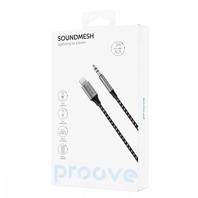 Кабель AUX Proove SoundMesh Lightning to 3.5mm (1m) - Black, ціна | Фото