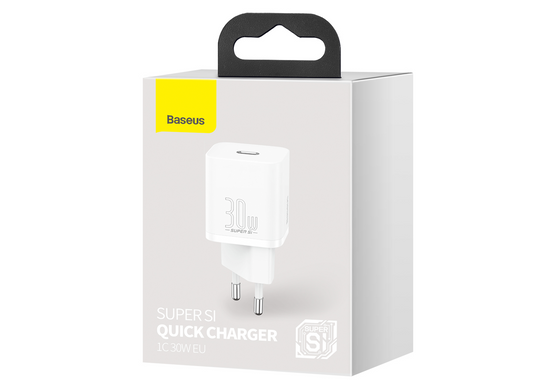 Зарядное устройтво Baseus Super Silicone PD Charger 30W (1Type-C) - White (CCSUP-J02), цена | Фото