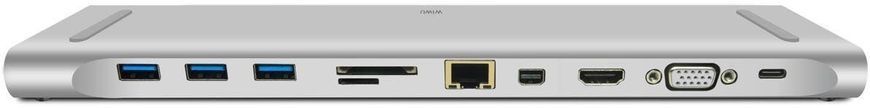 Адаптер WIWU Apollo T7 USB3.0 USB-C+3xUSB3.0+SD+Micro SD+HDMI 4K+VGA+DP4K+PD+RJ45 - Silver (WW-T7-SL), ціна | Фото