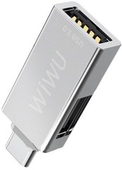 OTG переходник WIWU T02 2xUSB to Type-C HUB - Silver, цена | Фото
