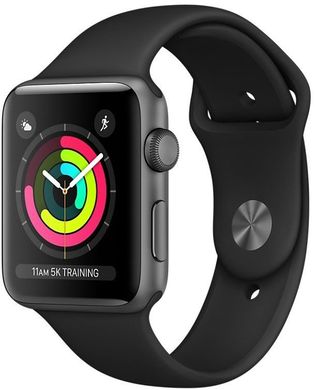 Apple Watch Series 3 (GPS) 38mm Space Gray Aluminum Case with Black Sport Band (MQKV2), ціна | Фото