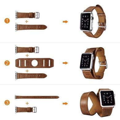 Набор кожаных ремешков 3 in 1 STR for Apple Watch 38/40 mm - Brown, цена | Фото