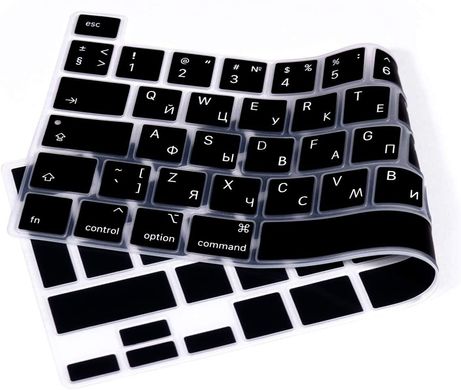 Накладка на клавиатуру STR для MacBook Pro 13 (2020) / Pro 16 (2019) - Черная EU (c русскими буквами), цена | Фото